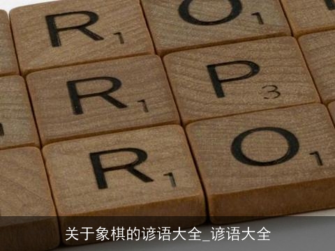 关于象棋的谚语大全_谚语大全